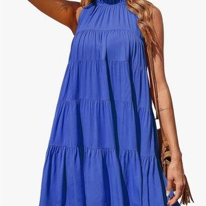 Sleeveless Blue Tiered Dress